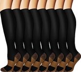 BLONGW 8 Pairs Graduated Copper Compression Socks for Women and Men(15-20mmHg), Best Support for Running, Travel, Nursing(Black Copper L/XL)