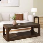 Plank+Beam Forma Coffee Table, 54 Inch Modern Coffee Table with Shelf, Contemporary Center Table with Storage Space, Rectangle Tea Table with Storage, Walnut