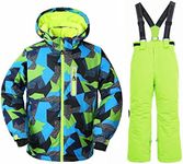 HOTIAN Boys Insulated Warm Snowsuit Ski Jacket PantsSet Windproof Waterproof Breathable Ski Suits FY+GE-10