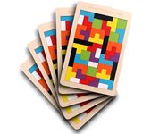 Smoneo Wooden 3D Jigsaw Block Puzzle for Kids Vibrant Colors Tetris Designs, stimulating Toy Young Minds to Think Creative and Problem-Solving Game Pack of 5