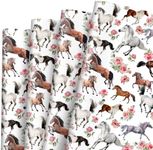 JarThenaAMCS Horse Floral Wrapping Paper -Not Roll- Watercolor Flower Horse Gift Wrap Paper Bulk 27.6 x 39.4 Inch Rustic Art Paper for Horse Racing Theme Party Gift Packing, Folded Flat, 6 Sheet