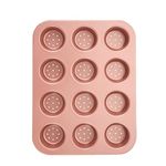 Wiltshire Rose Gold 12 Cup Mini Quiche and Pastry Pan, PFOA PTFE Free, Perforated Sheet Bakeware, Traybake Baking Tin, Non-Stick Coating, Robust Baking Tray, Rectangular, 35x26x2.8cm