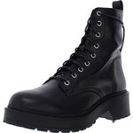 Steve Madden Women's Tornado Combat Boot, Black Leather, 8 UK