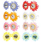 WEDNOK 8pcs Hawaiian Sunglasses,Sunflower Glasses Womens,Funny Flower Eyewear Beach Themed Summer Pool Luau Party Decoration for Kids Adults