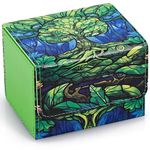 UAONO Deck Box for MTG Cards, Trading Card Storage Box Holds 120+ Sleeved Commander Deck, PU Leather Card Box Suits TCG Magic Cards with 2 Dividers (Green,Tree)