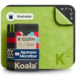 Koala Lens Cleaning Cloth | Japanese Microfiber | Glasses Cleaning Cloths | Eyeglass Lens Cleaner | Eyeglasses, Camera Lens, VR/AR Headset, and Screen Cleaning | Black & Green (Pack of 6)