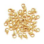 Tia Crafts Jewellery Making Lobster Clasps Claw Hooks for Necklace and Bracelet/Findings Fasteners -Pack of 50 Golden Pieces (Golden)