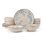 Pfaltzgraff 5274249 Blue 12-Piece Dinnerware Set, Stoneware, Assorted