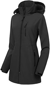 CREATMO US Women's Lightweight Waterproof Long Softshell Tactical Jacket Fleece Lined Windbreaker, Grey, XX-Large