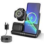 ORIA Newest 3 in 1 Wireless Charging Station for iPhone, Samsung and Qi-Certified Phones, Wireless Charger for Galaxy Watch 4/3/Active 2/1, Galaxy/Galaxy Note/Headphone/Galaxy Buds (Adapter Included)