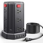 Power Bar with Surge Protector,9.8 FT Extension Cord 3 USB Ports 1 USB C 12 AC Outlet Tower Power Bar,Surge Protection Power Strip Overload Protection,Desk Charging Station for Home Office Accessories