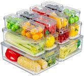 Pure Future 14 Pack Fridge Organizers and Storage, Stackable Refrigerator Organizer Bins with Lids, BPA Free, Clear Fridge Storage Containers for Fruits, Vegetables, Egg, Drinks, Countertops, Cabinets