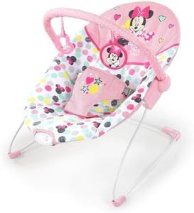 Disney Baby Minnie Mouse Baby Bouncer Soothing Vibrations Plush Infant Seat - Removable Toy Bar, Nonslip Feet, 0-6 Months Up to 20 lbs (Spotty Dotty)