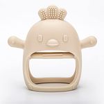 Silicone Baby Teether Toy for Infants 3+ Months, BPA Free Anti-Drop Silicone Mitten Teething Toy for Soothing Sore Gums, Baby Chew Toys for Sucking Needs, Beige