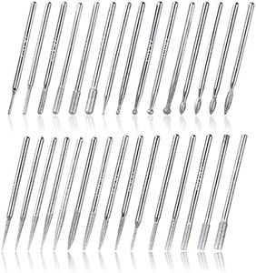 Bestgle 30 Pcs Diamond Coated Burrs Set, 2.35mm Shank Grinding Bit Rotary File Diamond Burr Rotary Grinder Tool Accessories Kit for Grinding Polishing Carving Stone Jewelry Ceramics