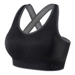 FITTIN Racerback Sports Bra for Women- Padded Seamless Activewear Bras for Yoga Gym Workout Fitness Black