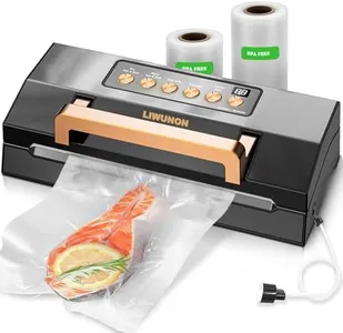 Powerful Suction Vacuum Sealer Machine,Commercial Fully Automatic Food Vacuum Sealer with Double Heat Seal,Dry & Moist Modes,Built-in Cutter,Bags Storage,Easy-Lock Handle,Include 2 Bag Rolls (Black)