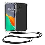 kwmobile Crossbody Case Compatible with Samsung Galaxy A16 5G Case - Clear TPU Phone Cover w/Lanyard Cord Strap - Transparent
