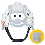 Baby Safety Helmet, Breathable Baby Crawling and Walking Helmet, Toddler Soft Helmet, Anti-Collision, Ultra-Lightweight, Expandable and Adjustable Age 6m-24m (Gray Dinosaur)