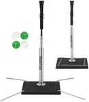 PRAOUTSAD Portable Batting Tee + 4 Piece Plastic Balls | Special Design Rubber Top | Manually Adjusted Elasticity Aluminum Rod | Rubber-Wrapped Metal Base Easy Adjust Height 31-49 | Fun for All Ages