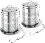 House Again 2 Pack Large Tea Infusers, Extra Fine Mesh Tea Strainers for Loose Tea, Slim Lid & 304 Stainless Steel, Filter Bags Diffusers, Loose Leaf Tea Steeper for Brew Tea Spices & Seasonings
