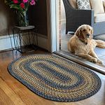 Homespice Black Forest Small Rugs for Entryway 16x24 Braided Rugs Oval, Oval Kitchen Rugs, Washable Pet Food Mat