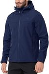 CAMEL CROWN Softshell Jacket Men Hooded Fleece Lined Outdoor Jackets Windproof Water Resistant for Hiking Casual Work Blue XXL