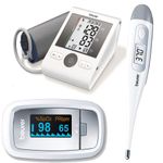 Beurer BM 28 upper arm blood pressure monitor with Beurer PO 30 pulse oximeter & Beurer FT 09/1 clinical thermometer German Technology (an Medical Essential Kit) with 5 Years Warranty.