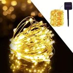 Garden Art New Imported (Pack Of 1) Product Extra-Long Solar String Lights Outdoor,100 Led, Waterproof Copper Wire 8 Modes Fairy Lights For Tree- Auto (Warm White,Color Changing) Gaxltdp5041, 31 Feet