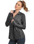 Zamowoty Women's Athletic Jackets, Womens Long Sleeve Shirts Lightweight Full Zip Workout Track Running Jackets Black Medium