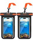 TOPK Waterproof Phone Pouch, 2-Pack Universal IPX8 Waterproof Phone Case Dry Bag with Lanyard for iPhone 13 13 Pro Max 12 11 XR XS 2022, Samsung S22 S22+ S21 Up to 7.0 inch- Black