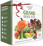 Grand Seed Growing Kit - 30 Vegetable Seeds Varieties - Gloves with Claws, 6 Biodegradable Peat Pots, 6 Bamboo Plant Markers - Grow Your Own Indoor Garden - Ideal Gardening Gift