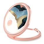 Nipichsha Compact Mirror, Pocket Travel Makeup Mirror, 2X/1X Magnification Compact Mirror, Small Folding Portable Handheld Mirror for Purses, Gift for Mom & Women, 2.75In Rose Gold(Watercolor Sunrise)