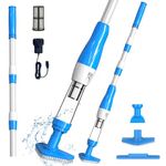 PoolyPoly Pool Vacuum Cleaner, 3 in 1 Electric Pool Hoover with Length Adjustable Handle, Rechargeable Vacuum for Spas, Hot Tubs, Small Pools, 90 Minutes Running Time, Blue