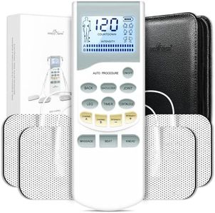 Easy@Home Rechargeable TENS Unit Professional Grade Electronic Pulse Massager - Backlit LCD Display, Leather storage bag, Powerful Pulse Intensity, 510K Cleared, FSA Eligible OTC Home Use, EHE012PRO