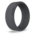 Enso Rings Bevel Classic Silicone Wedding Ring - Hypoallergenic Unisex Wedding Band - Comfortable Band for Active Lifestyle - 8mm Wide, 2.16mm Thick Slate Size: 10