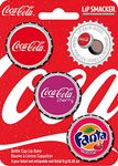 Lip Smacker Coca-Cola Collection, Set of 3 Flavoured Lip Balms, Classic Coke, Cherry Coke and Fanta Strawberry Flavours, Moisturizing and Refreshing