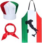 Keymall Italian Chef Costume Chef Hat and Apron for Women Italian Flag Bib Apron Baking Fabric Cooking Apron for Home Kitchen, Set B