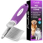 Poodle Pet Dematting Fur Rake Comb Brush Tool with Long 2.5” Steel Safety Blades for Detangling Matted or Knotted Undercoat Hair, Safe Grooming Accessories for Dogs, Longhaired Cats, Rabbits, Horses