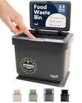 Tydi 4.5L Food Waste Bin with Press-Button Lid – Compost Bins for Kitchen - Anti-Slip Base and Secure Lid Kitchen Compost – Small Indoor Caddy for Cupboard or Countertop – Dark Grey