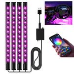 Car LED Interior Strip Lights, Car Footwell Lights with USB Port and App Control, Under Car Lights Atmosphere Lights Gift for Men and Women, Under Dash Car Stuff Lighting Kits Gadgets for Decoration