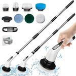 Electric Spin Scrubber, Temodu Rechargeable Bathroom Electric Cleaning Brush, Electric Scrubber Cordless, 8 Replaceable Drill Brush Heads Electric Cleaning Brush with Bathroom/Kitchen/Tiles/Car