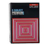 Luxor Compact 5-Subject Spiral Exercise Notebook, Single Ruled, 18x24cm, 250 Pages, Perfect for Multi-Subject Note-Taking - Cubes Design