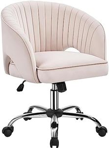 Yaheetech Fauteuil de Bureau en Velours avec Dossier Capitonné Arrondi Pivotant à roulettes Assise Réglable en Hauteur pour Chambre Bibliothèque Salon Crème