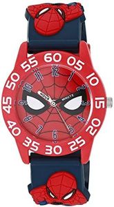 Marvel Spider-Man Kids' Plastic Time Teacher Analog Quartz 3D Strap Watch, Red/Navy/Multi Navy