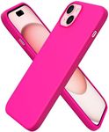 ORNARTO Compatible with iPhone 15 Plus Case 6.7", Slim Liquid Silicone 3 Layers Full Covered Soft Gel Rubber Cover Protective Phone Case with Anti-Scratch Microfiber Lining-Hot Pink