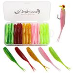 Dovesun Crappie Lures Kit, Fishing Soft Plastic lures Crappie Walleye Trout Bass Fishing Baits Spilt Tail Bait 60Pcs with Tackle Box