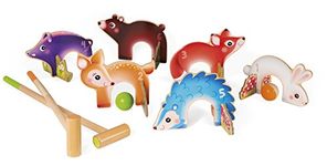 Janod - Forest Animals Croquet Wood Game - Outdoor Game - For children from the Age of 3 J03207, Multicolored