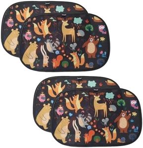 Enovoe Colorful Cartoon Animal Design car Window Shades for Baby - (4 Pack) - 21"x14" - Car Sun Shade, Cling Baby Sun Shade - Glare and UV Rays Protection for Your Child - Window Shades for car Baby