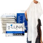 Luna Biodegradable Towel Size Body Cleaning Wipes - Individually Wrapped 10 Pack | Extra Large Unscented Wet Wipe for No Rinse Bathing and Shower | Great for After Workout, Camping, Travel, Yoga, Gym